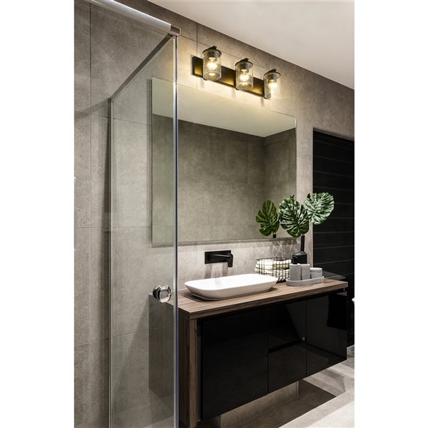 Z-Lite Beckett 3-Light Black Modern/Contemporary Vanity Light