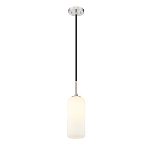 Z-Lite Monty Brushed Nickel Modern/Contemporary Opal Glass Cylinder Halogen Medium Pendant light