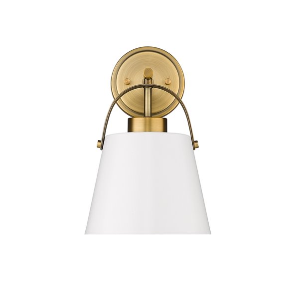 Z-Lite Z-Studio 8-in W 1-Light Matte White/Heritage Brass Modern/Contemporary Wall Sconce