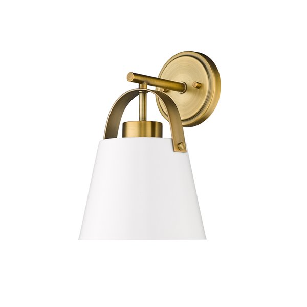 Z-Lite Z-Studio 8-in W 1-Light Matte White/Heritage Brass Modern/Contemporary Wall Sconce