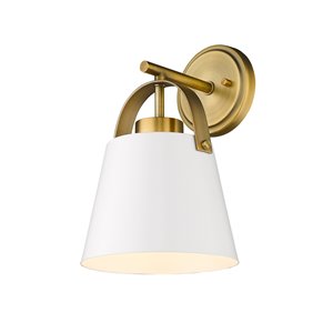 Z-Lite Z-Studio 8-in W 1-Light Matte White/Heritage Brass Modern/Contemporary Wall Sconce