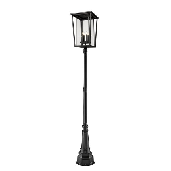 Z-Lite Seoul 113-in H Black Hardwired Halogen Complete Post Light