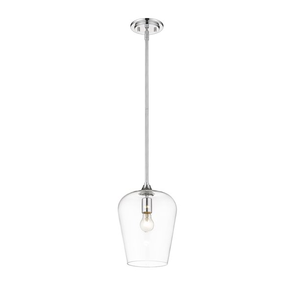 Z-Lite Joliet Chrome Modern/Contemporary Clear Glass Bowl - Halogen - Medium Pendant light