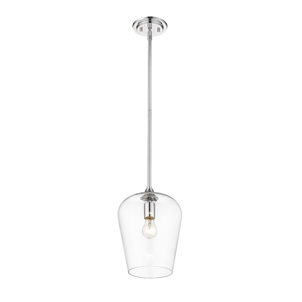 Z-Lite Joliet Chrome Modern/Contemporary Clear Glass Bowl - Halogen - Medium Pendant light