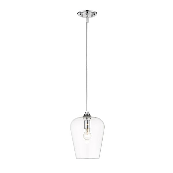 Z-Lite Joliet Chrome Modern/Contemporary Clear Glass Bowl - Halogen - Medium Pendant light