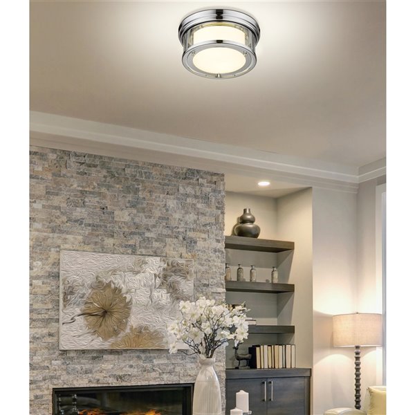 Z-Lite 1-Pack Willow 12-in W Chrome Outdoor Flush Mount Light