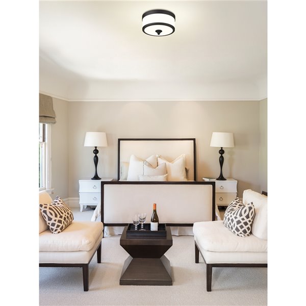 Z-Lite 1-Pack Cosmopolitan 13.75-in W Matte Black Outdoor Flush Mount Light