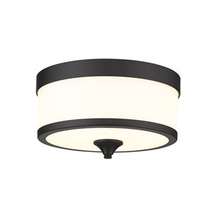 Z-Lite 1-Pack Cosmopolitan 13.75-in W Matte Black Outdoor Flush Mount Light