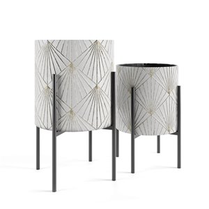 Jardinière métallique en lot de 2 par Gild Design House, 14 po l x 23 po H, blanc et or