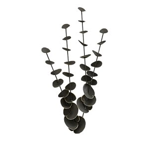 Sculpture murale botanique en métal par Gild Design House, 32 po H x 15 po l