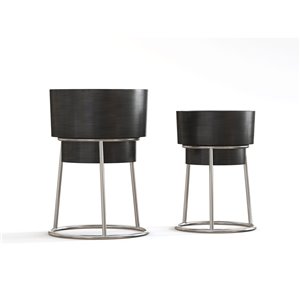 Jardinière métallique en lot de 2 par Gild Design House, 10 po l x 14 po H, noir et argent
