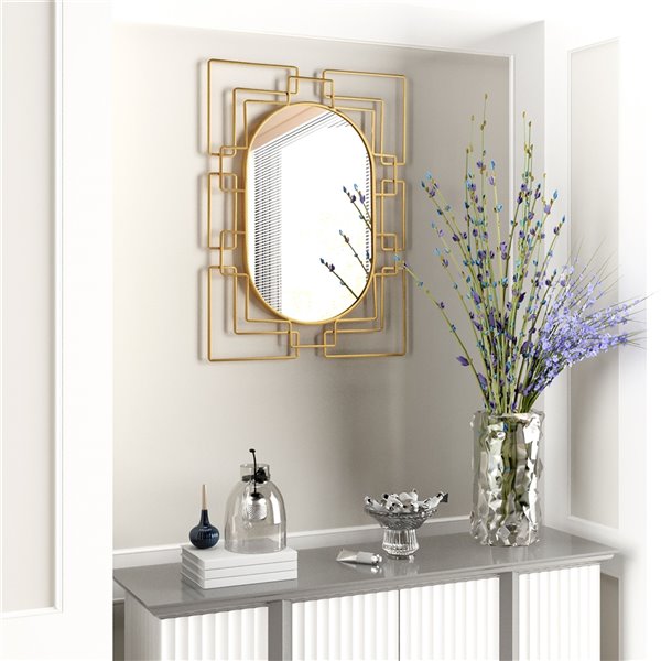 Gild Design House 1-in L X 26-in W Rectangle Gold Framed Wall Mirror