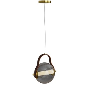 Luminaire à suspension en verre teinté gris et LED intégré par Gild Design House, taille moyenne