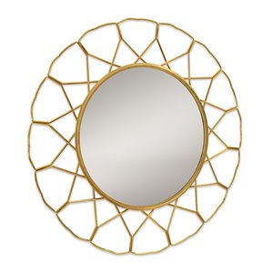 Miroir mural rond en métal doré par Gild Design House, 1 po L x 33 po l