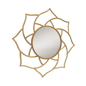 Miroir mural rond en métal doré par Gild Design House, 2 po L x 36 po l