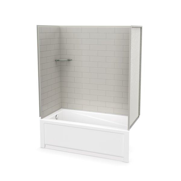 MAAX Utile 60-in x 30-in x 81-in Soft Grey and Matte Black Bathtub Shower Kit with Right Drain - 5-Piece