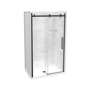 Maax Utile Marble Carrara 5-Piece 32-in x 48-in x 83-in Alcove Shower Kit