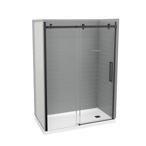 Ensemble de douche en alcôve Utile par MAAX gris cendre et noir mat 32 po x 60 po x 83 po avec drain à droite, 5 pièces