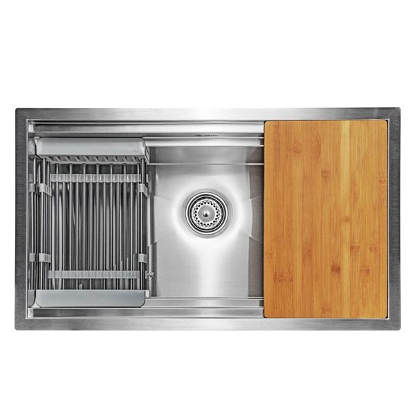 AKDY Undermount 32-in x 18-in Stainless Steel Single Bowl Workstation Kitchen Sink