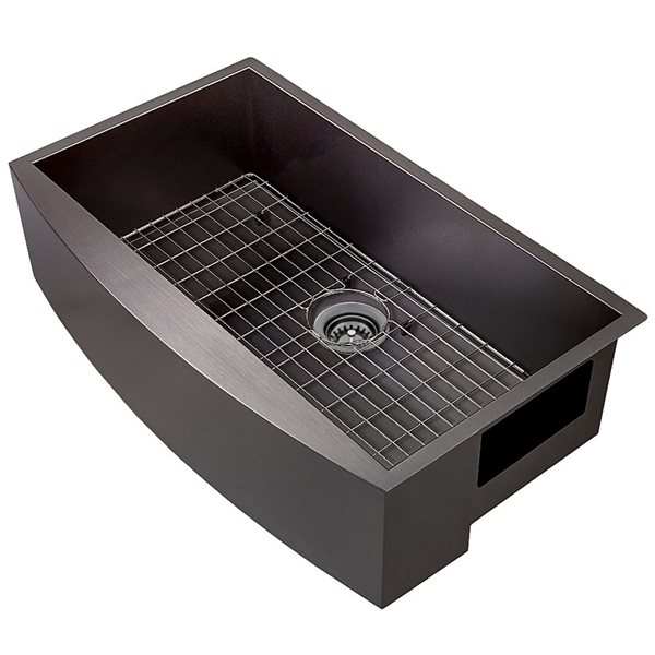 AKDY Undermount Farmhouse 30-in x 20-in Gunmetal Matte Black Single Bowl Kitchen Sink