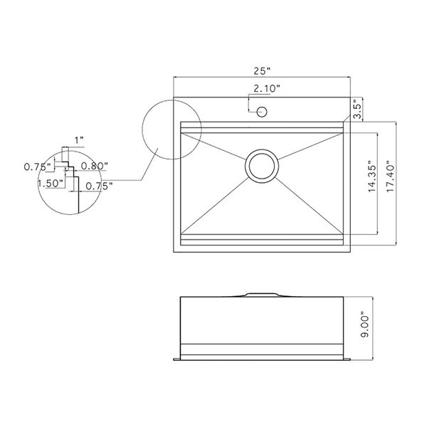 AKDY Drop-in 25-in x 22-in Stainless Steel Single Bowl 1-Hole Workstation Kitchen Sink