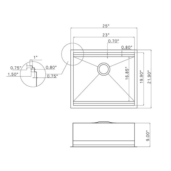 AKDY Undermount 25-in x 22-in Stainless Steel Single Bowl Workstation Kitchen Sink