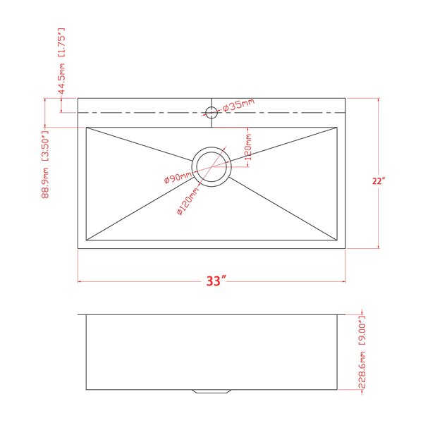 AKDY Drop-in 33-in x 22-in Gunmetal Matte Black Single Bowl 1-Hole Kitchen Sink