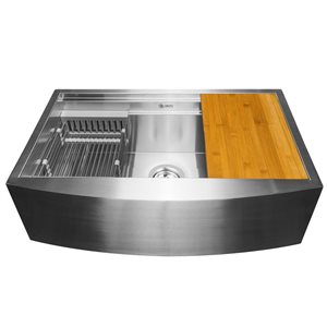 AKDY Undermount Farmhouse 30-in x 20-in Stainless Steel Single Bowl Workstation Kitchen Sink