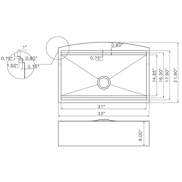 AKDY Undermount Farmhouse 33-in x 22-in Stainless Steel Single Bowl Workstation Kitchen Sink