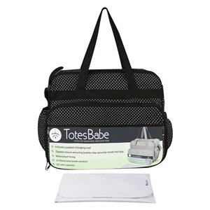 TotesBabe Vivr 14.96-in x 3.94-in x 11.81-in Water Resistant Baby Bag - Black