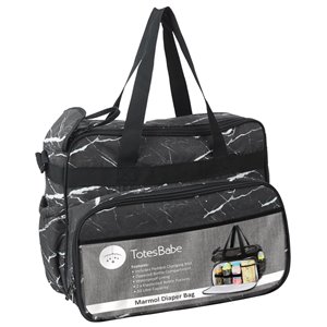 TotesBabe Marmol 14.96-in x 3.94-in x 11.81-in Water Resistant Baby Bag - Black
