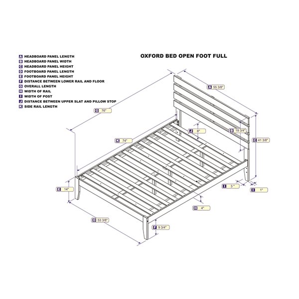 AFI Furnishings Oxford Full Bed with USB Turbo Charger - Walnut