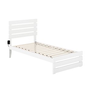 AFI Furnishings Oxford Twin Bed with Footboard/USB Charger - White