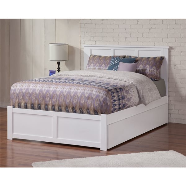 AFI Furnishings Madison Full Platform Bed with Fooboard/Trundle - White