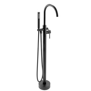 AKDY Matte Black 1-Handle Residential Freestanding Bathtub Faucet with Hand Shower Included