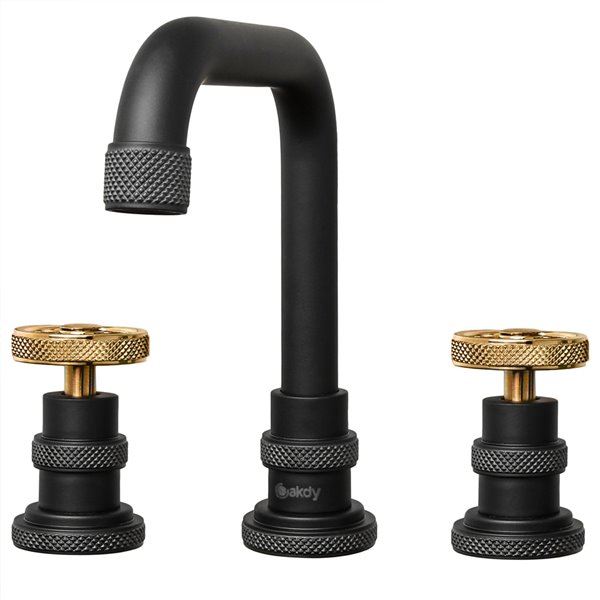 Akdy BF001-7 Matte Black/Brushed Gold 2-Handle Widespread Bathroom Sink Faucet