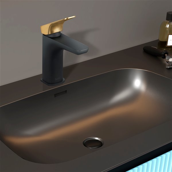 Akdy BF002-7 Matte Black/Brushed Gold 1-Handle Single Hole Bathroom Sink Faucet