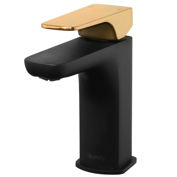 Akdy BF002-7 Matte Black/Brushed Gold 1-Handle Single Hole Bathroom Sink Faucet