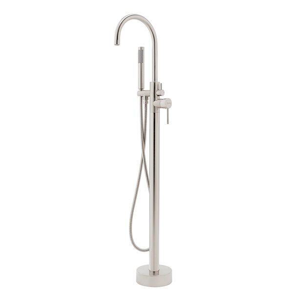 Akdy Brushed Nickel 1-Handle Residential Freestanding Bathtub Faucet with Hand Shower Included