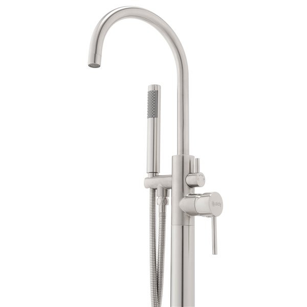 Akdy Brushed Nickel 1-Handle Residential Freestanding Bathtub Faucet with Hand Shower Included