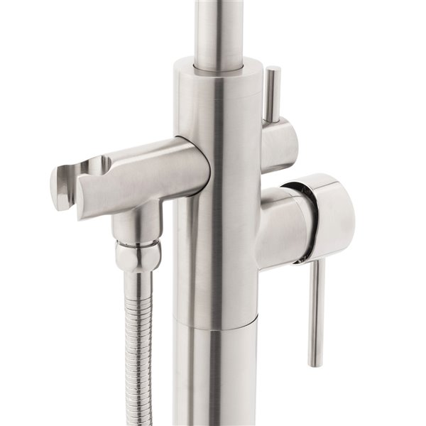 Akdy Brushed Nickel 1-Handle Residential Freestanding Bathtub Faucet with Hand Shower Included