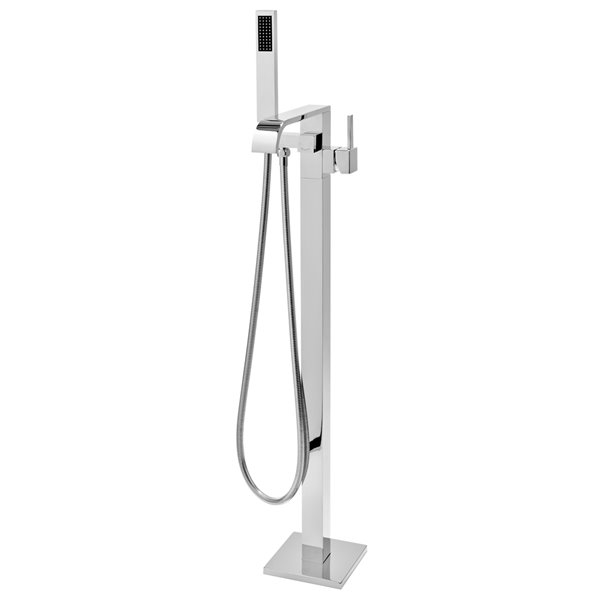 AKDY Glossy Chrome 1-Handle Residential Freestanding Bathtub Faucet with Hand Shower Included