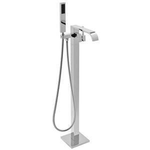 AKDY Glossy Chrome 1-Handle Residential Freestanding Bathtub Faucet with Hand Shower Included