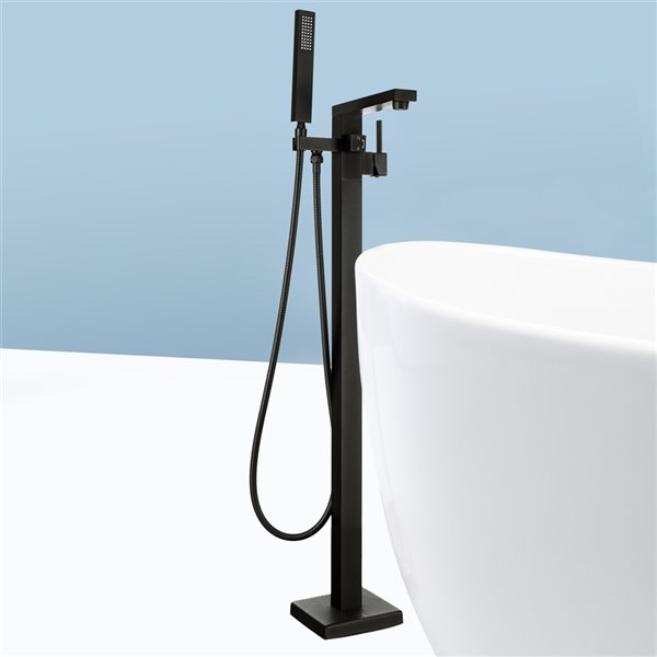 Akdy 1-Handle Residential Freestanding Bathtub Faucet with Hand Shower Included - Matte Black