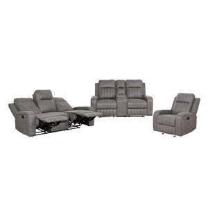 Ensemble de salon Charles par Mazin Industries, gris poli