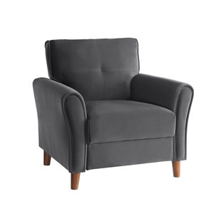 HomeTrend Dunleith Modern Grey Velvet Accent Chair – Set of 1