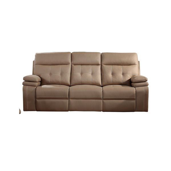 Hometrend Arrow Modern Light Brown Faux, Modern Leather Recliner Sofa