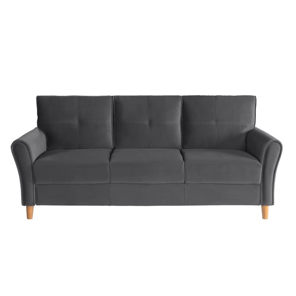 HomeTrend Dunleith Modern Grey Velvet Sofa