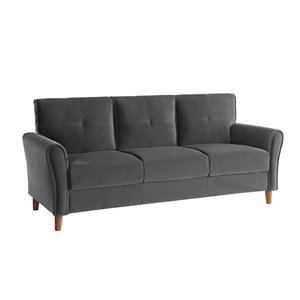 HomeTrend Dunleith Modern Grey Velvet Sofa