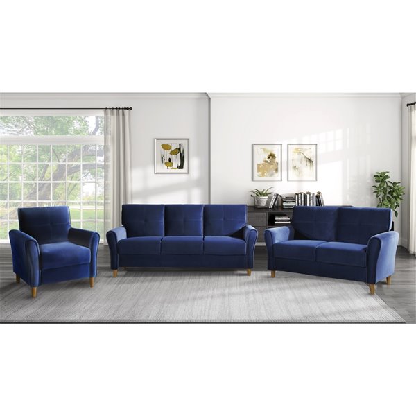 Canapé moderne Dunleith velours bleu de HomeTrend